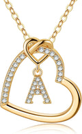 Easter Gifts for Kids Teen Girls - Cubic Zirconia Heart Pendant Initial Necklace, Dainty Initial Letter a - Z Necklace Jewelry Easter Gifts for Kids Girls Women